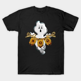 Cute Ghost Halloween Boo orange black ribbon gold spider 3D tridimensional 309 T-Shirt